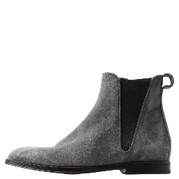 Gray Leather Men Ankle Boots Shoes