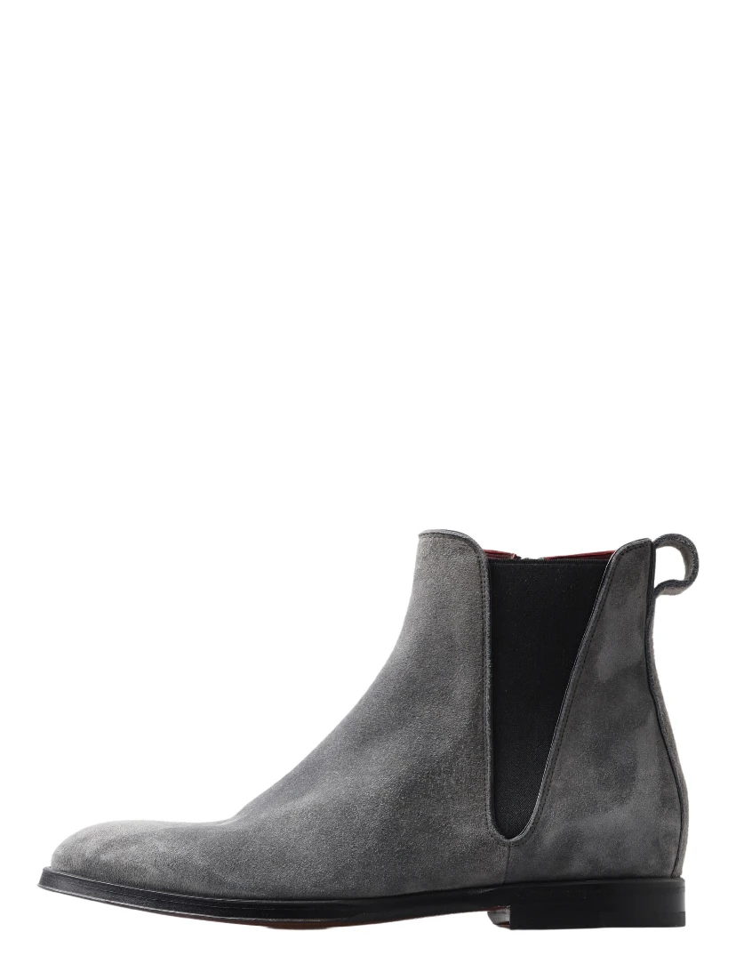 Gray Leather Men Ankle Boots Shoes