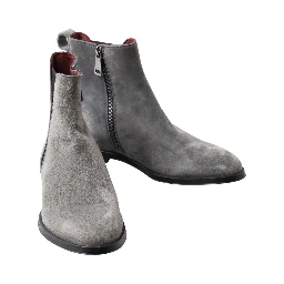 Gray Leather Men Ankle Boots Shoes