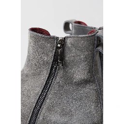 Gray Leather Men Ankle Boots Shoes