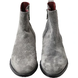 Gray Leather Men Ankle Boots Shoes