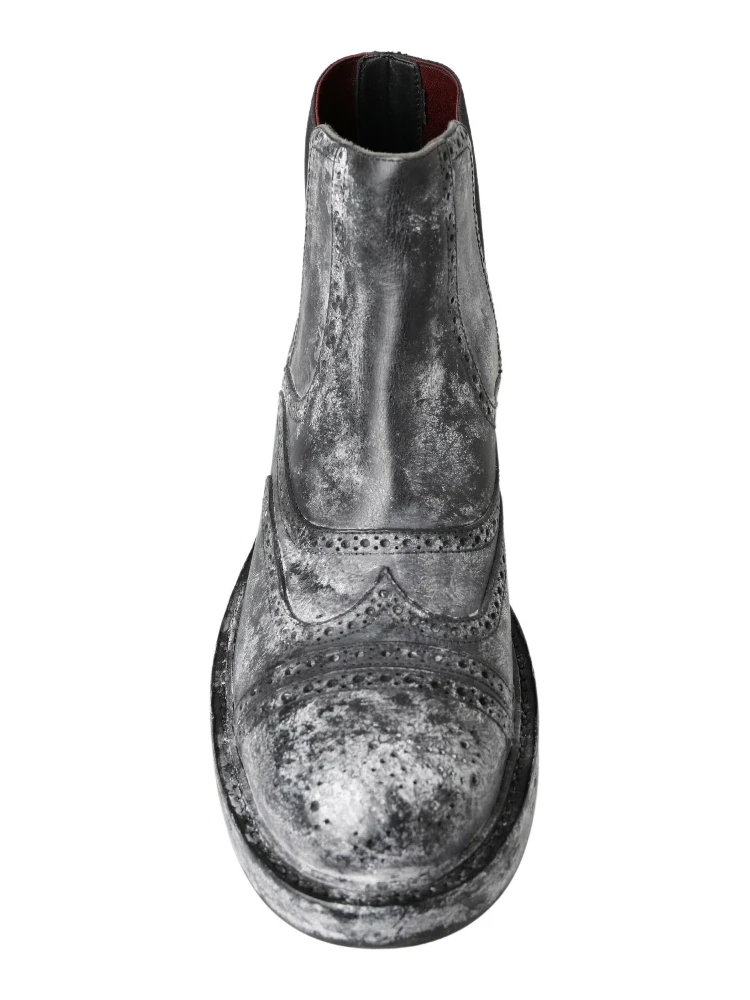 Black Gray Leather Ankle Boots alternative