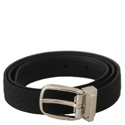 Belt Black Calf Leather Silver Tone Metal Buckle