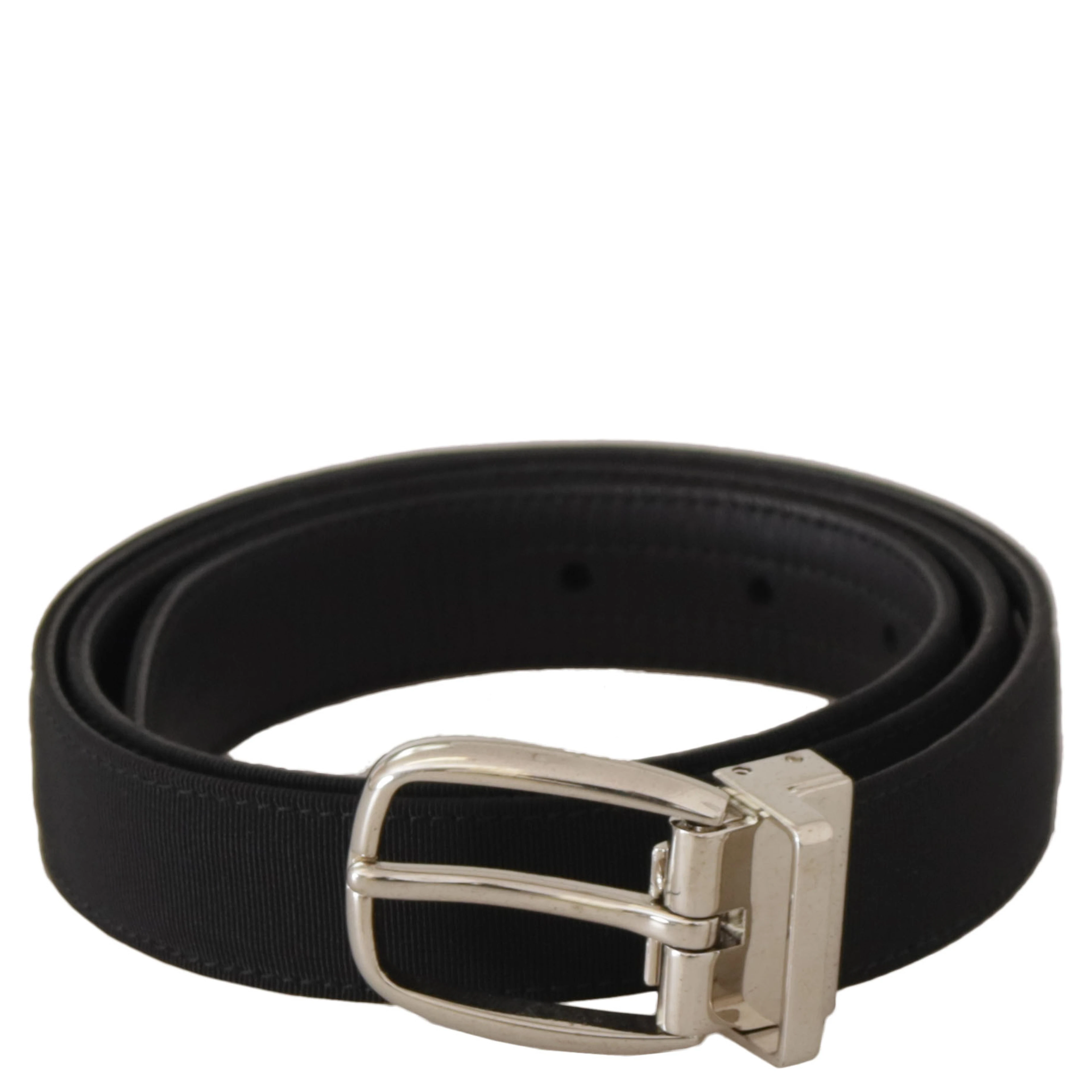 Belt Black Calf Leather Silver Tone Metal Buckle