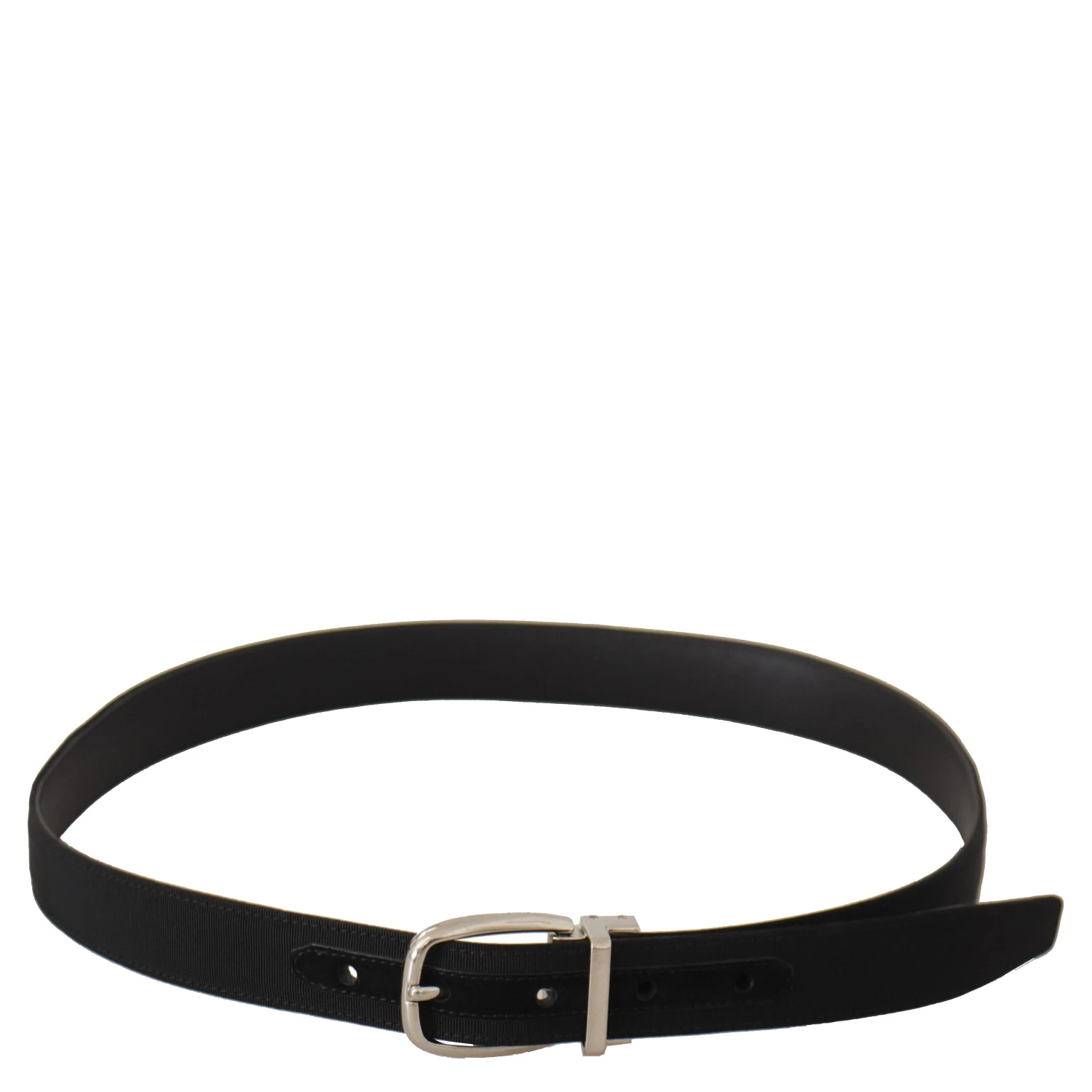 Belt Black Calf Leather Silver Tone Metal Buckle