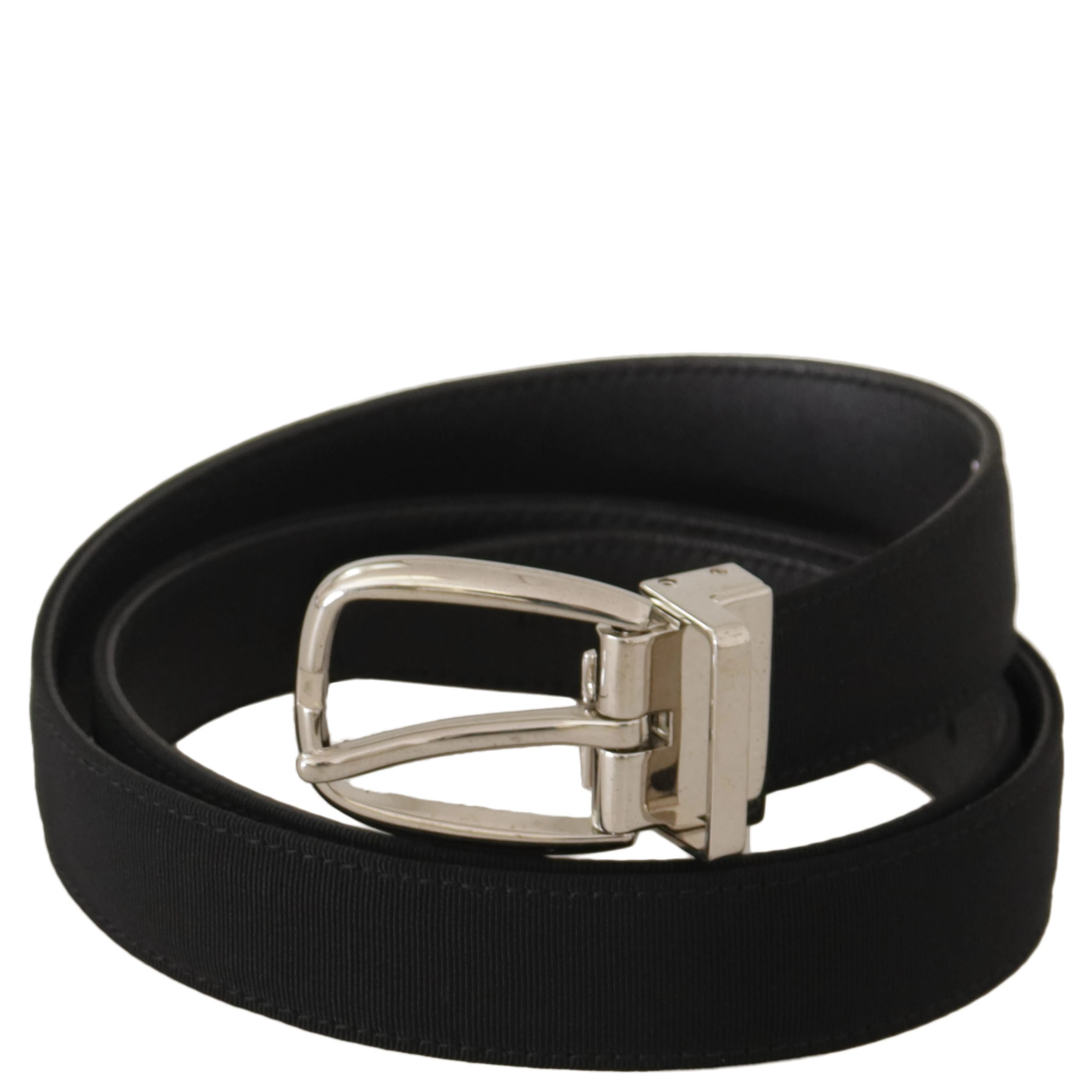 Belt Black Calf Leather Silver Tone Metal Buckle