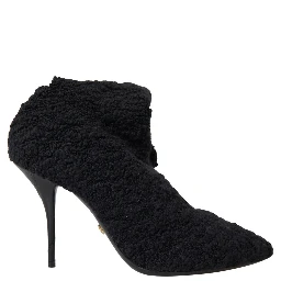 Black Stiletto Heels Mid Calf Boots