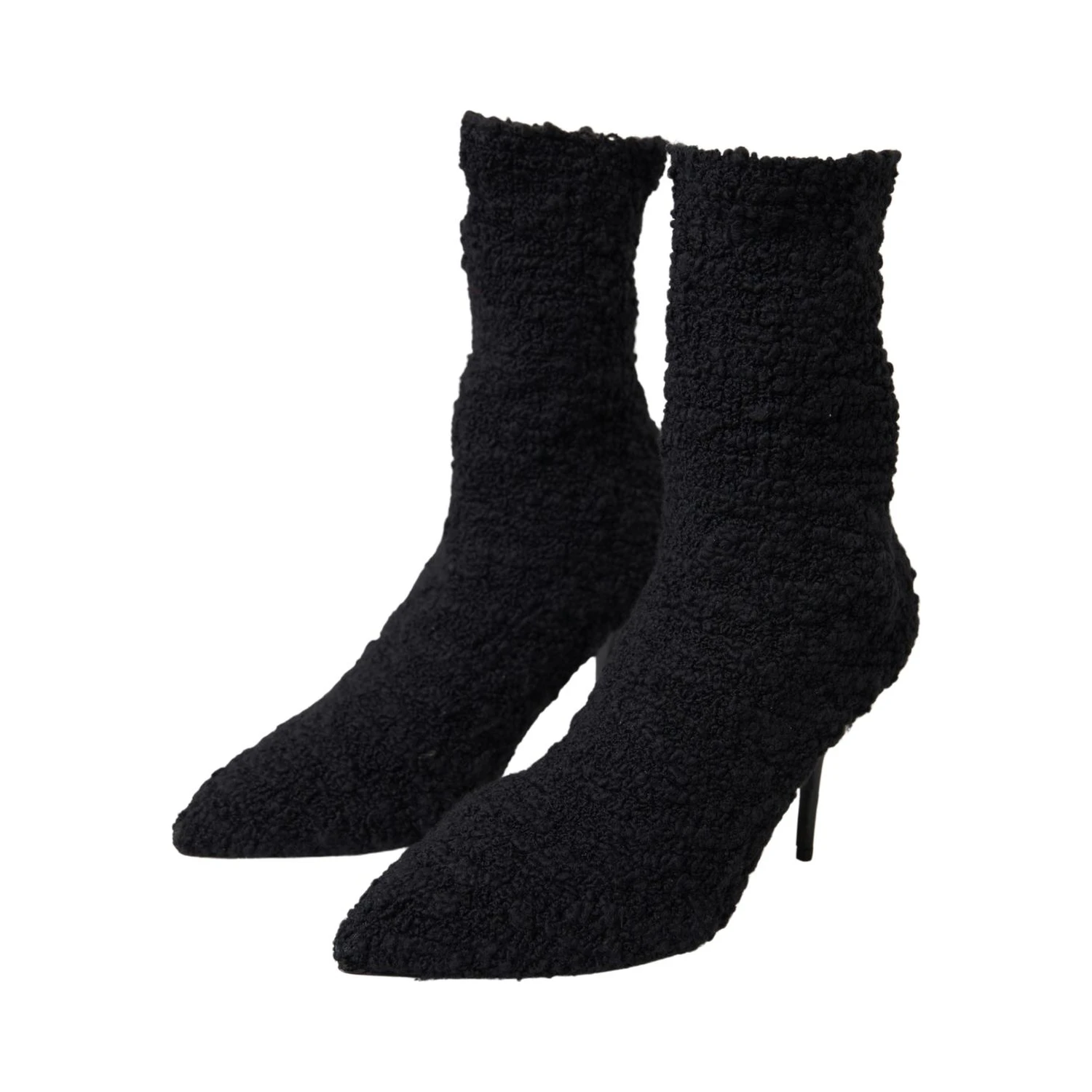 Black Stiletto Heels Mid Calf Boots