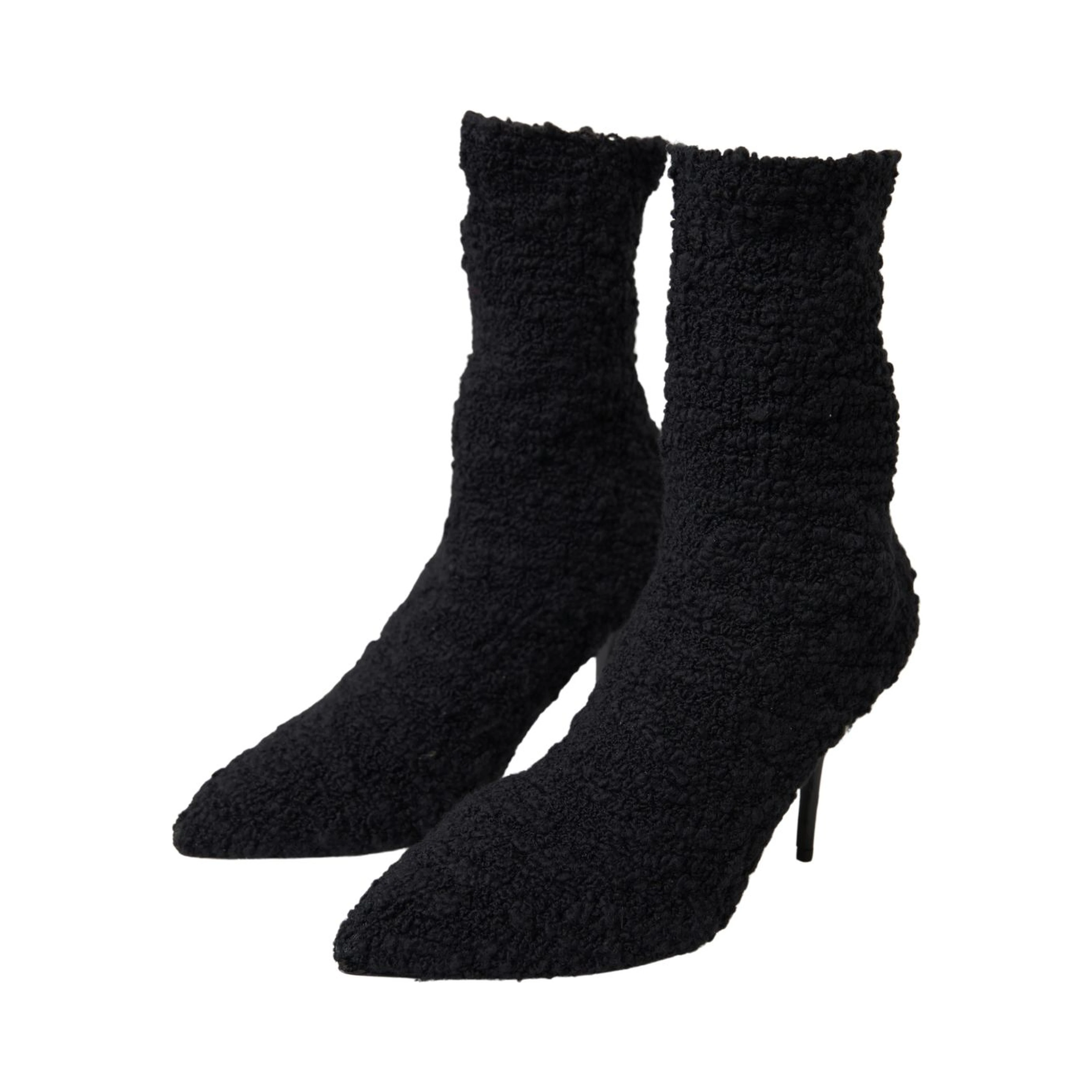 Black Stiletto Heels Mid Calf Boots