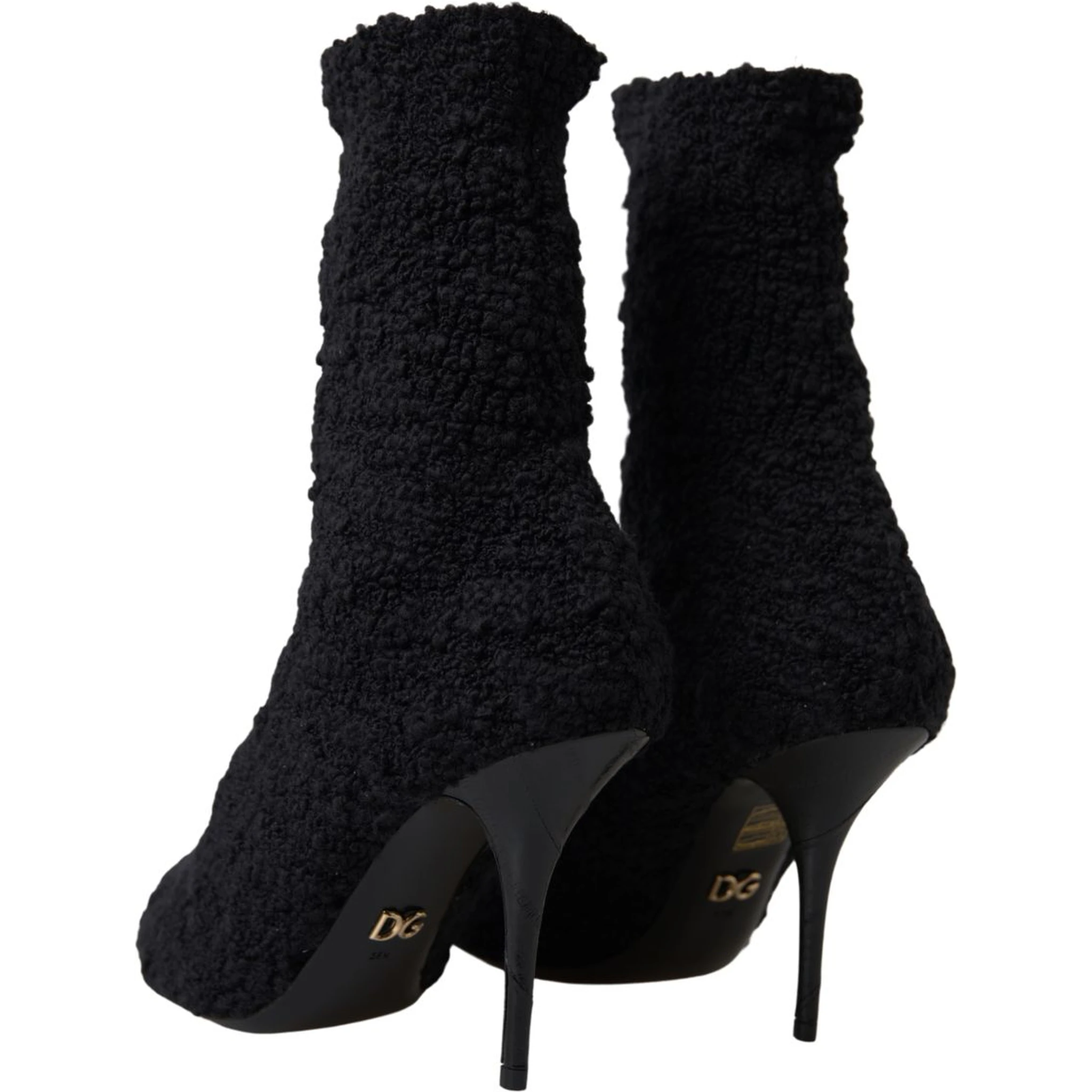 Black Stiletto Heels Mid Calf Boots