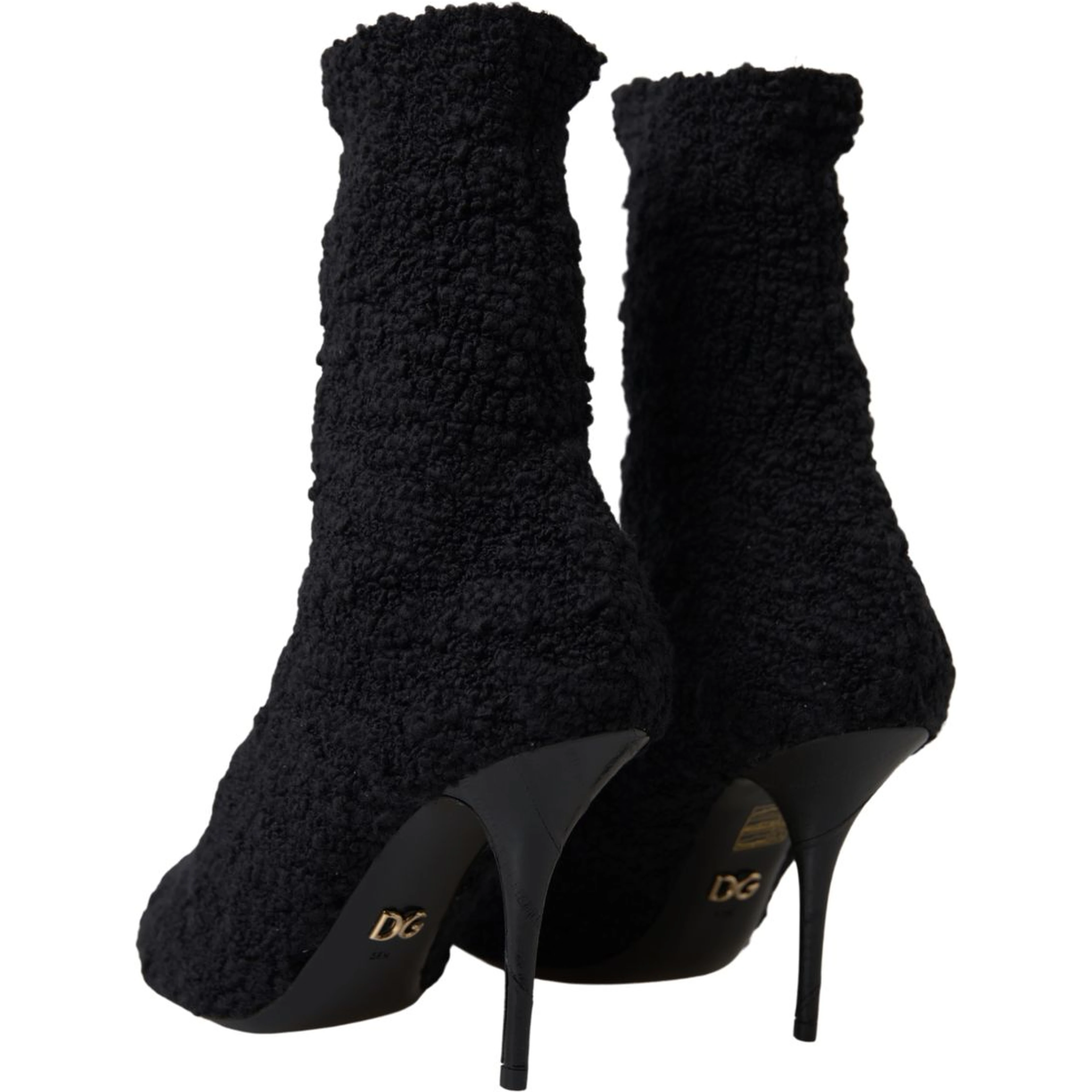 Black Stiletto Heels Mid Calf Boots