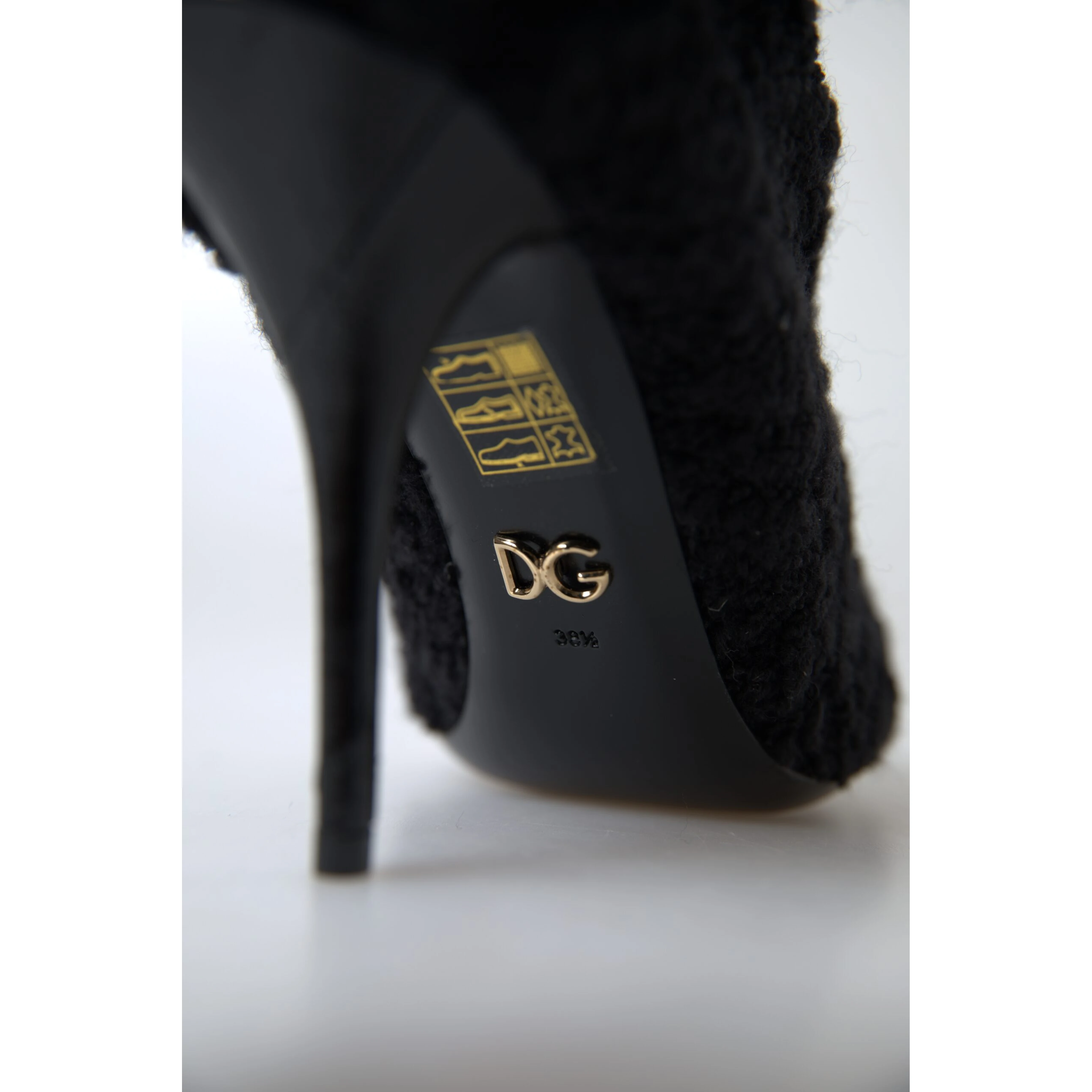 Black Stiletto Heels Mid Calf Boots