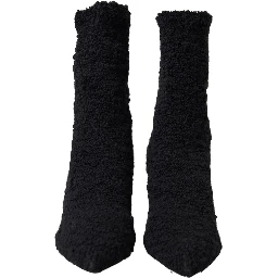 Black Stiletto Heels Mid Calf Boots