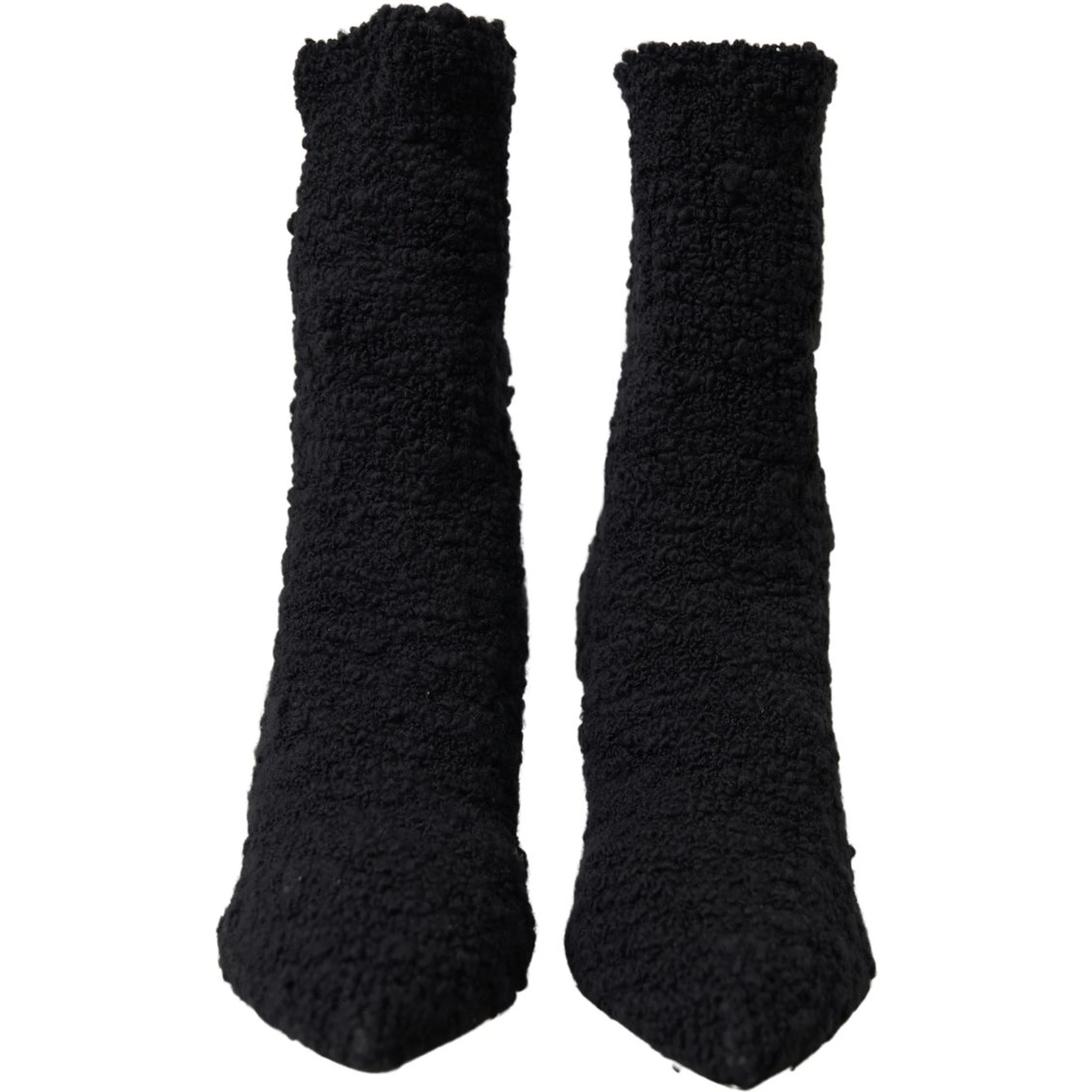 Black Stiletto Heels Mid Calf Boots