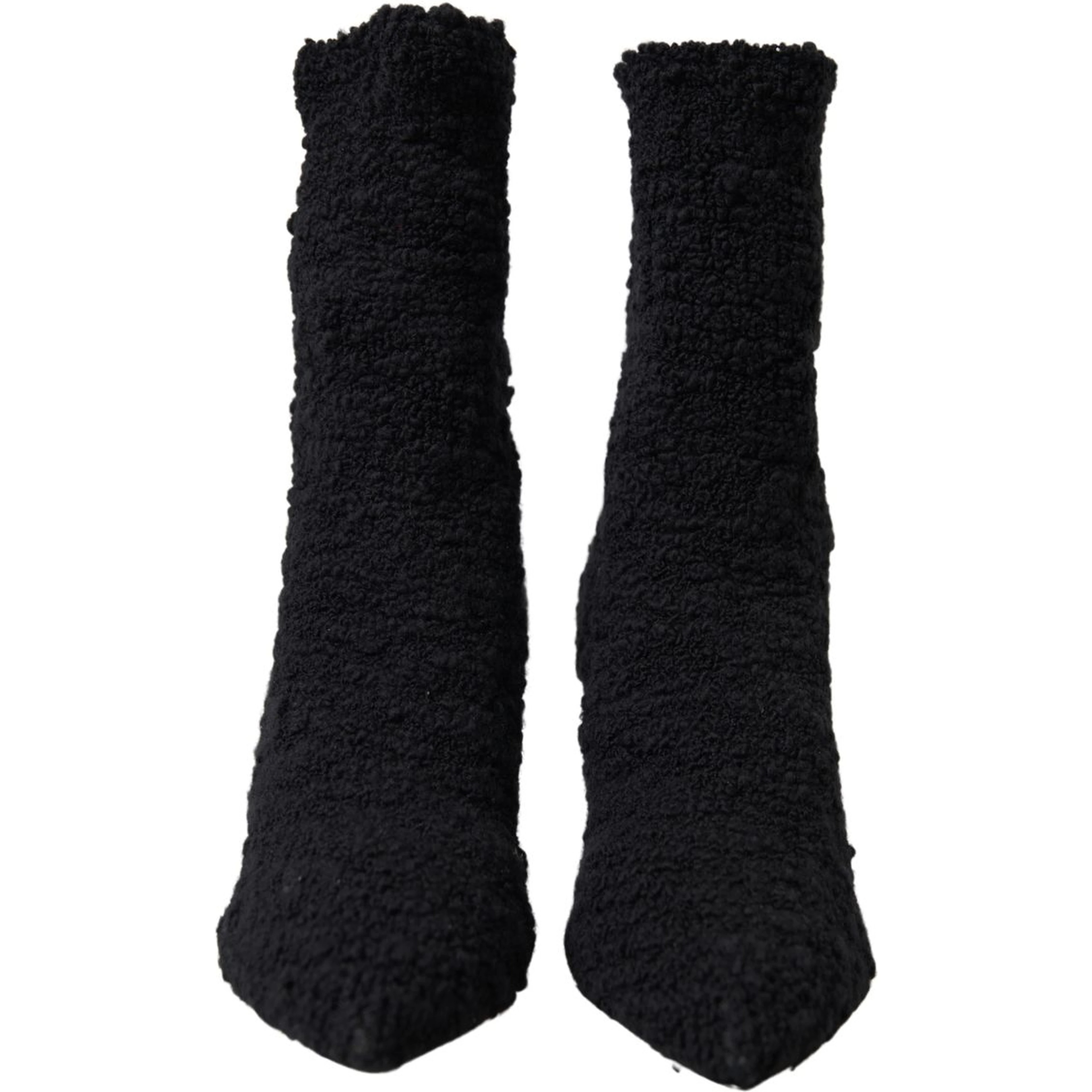 Black Stiletto Heels Mid Calf Boots