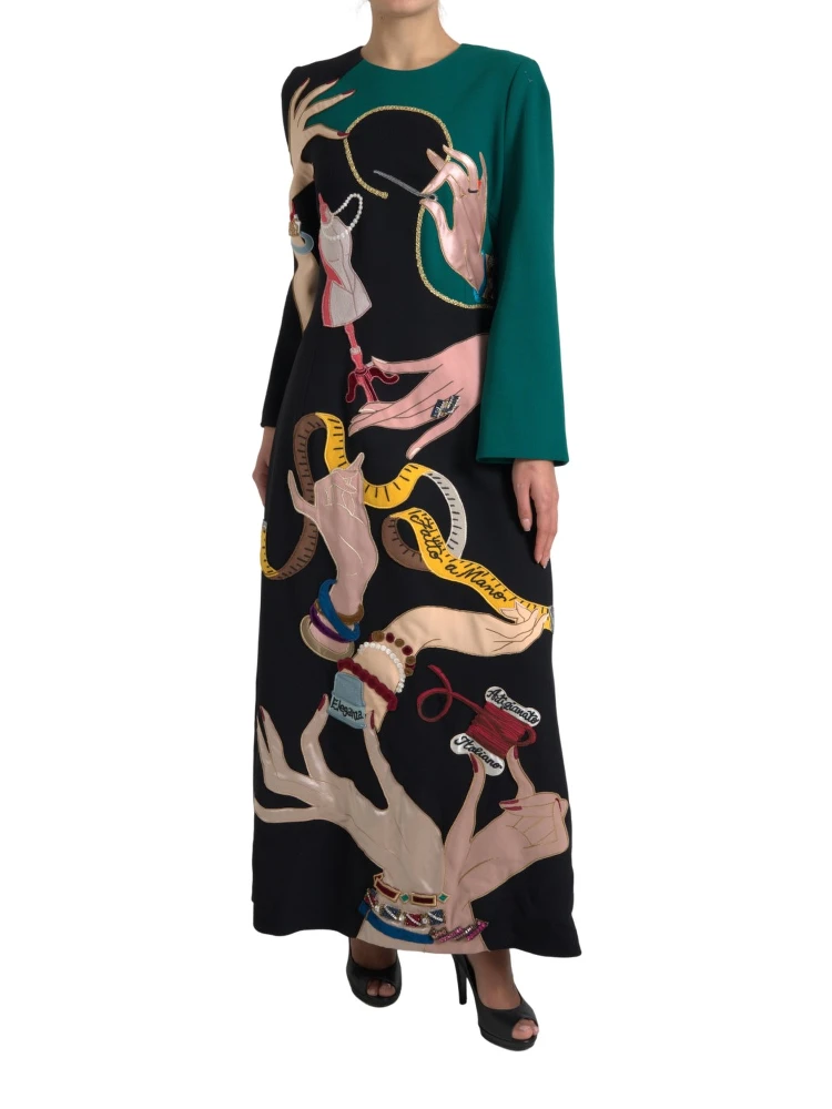 Multicolor Long Sleeves A-line Maxi Dress alternative