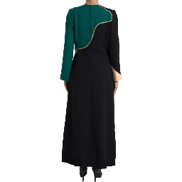Multicolor Long Sleeves A-line Maxi Dress