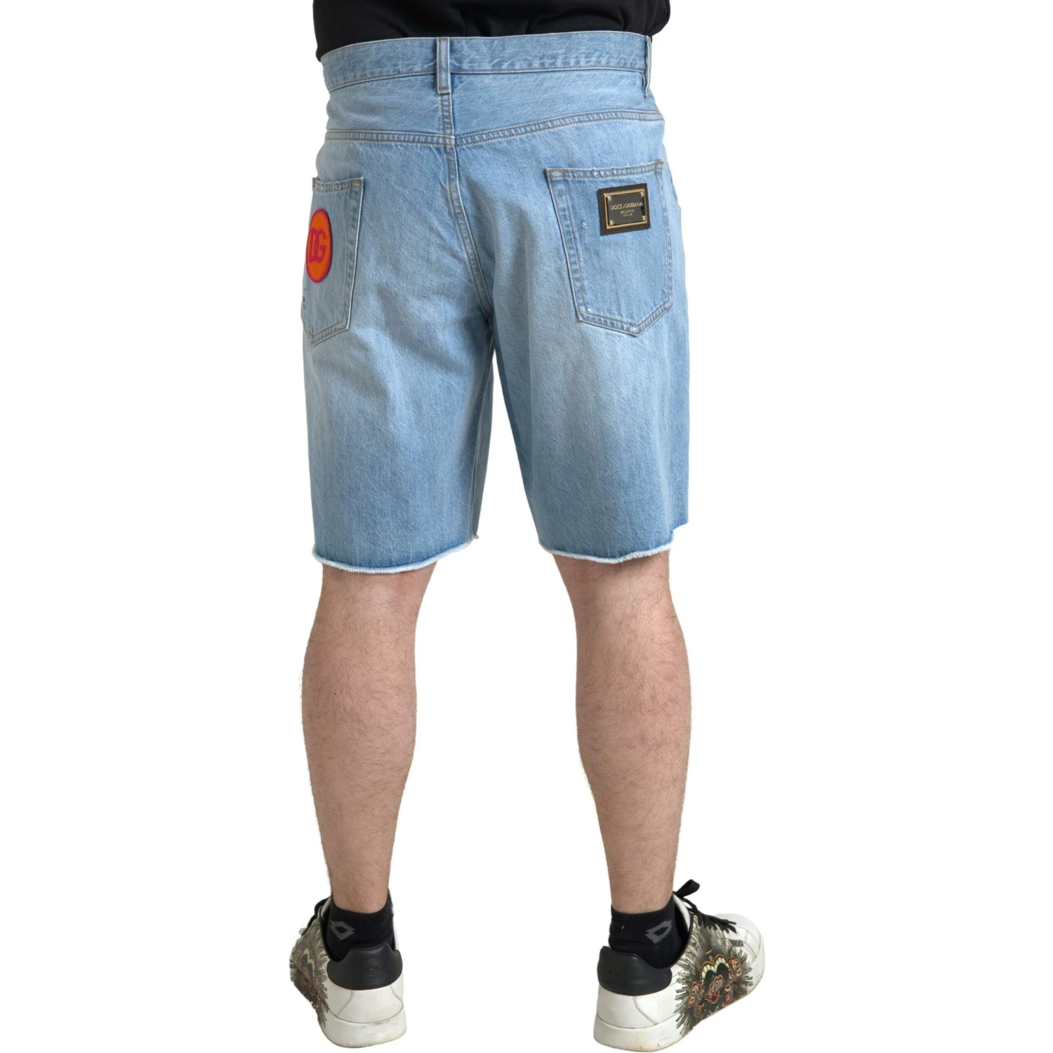 Light Blue Cotton Men Bermuda Denim Shorts