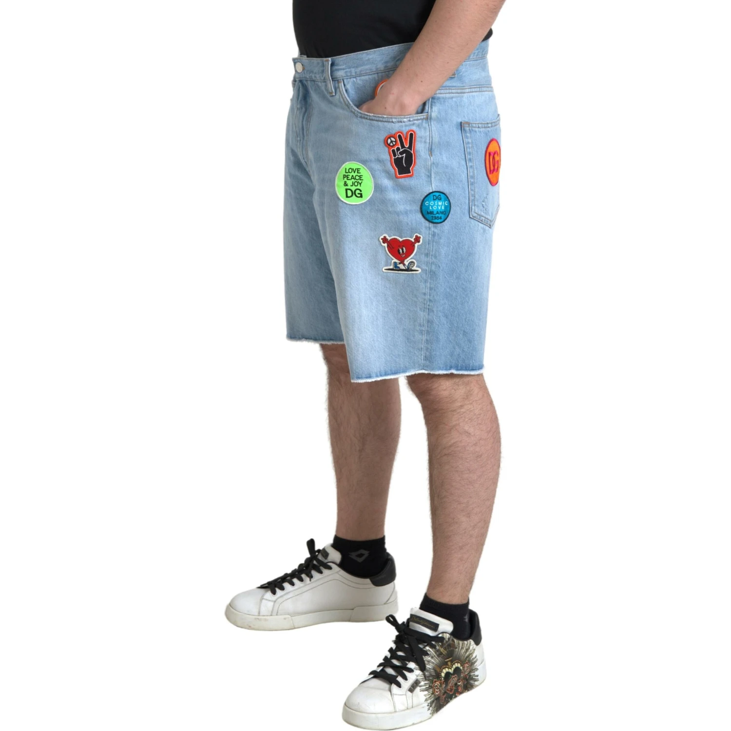 Light Blue Cotton Men Bermuda Denim Shorts