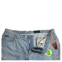Light Blue Cotton Men Bermuda Denim Shorts