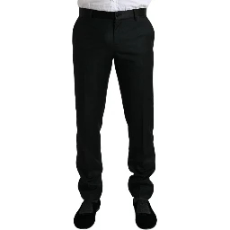 Black Wool Slim Fit Formal Trouser Dress Pants
