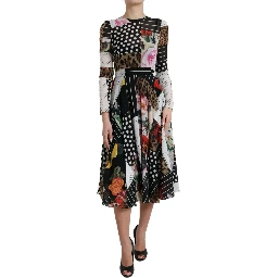 Multicolor Patchwork Floral Leopard Dress