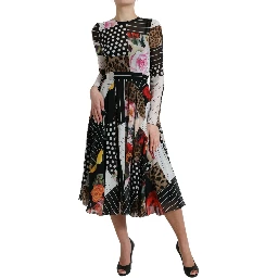 Multicolor Patchwork Floral Leopard Dress