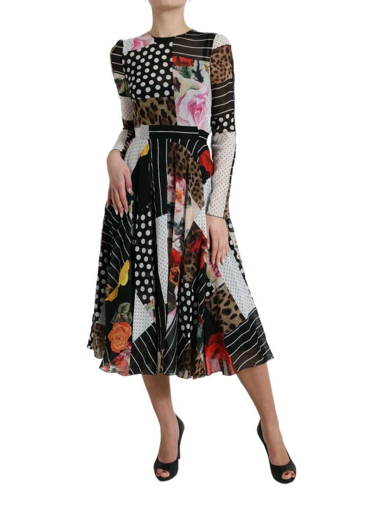 Multicolor Patchwork Floral Leopard Dress alternative