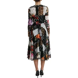 Multicolor Patchwork Floral Leopard Dress