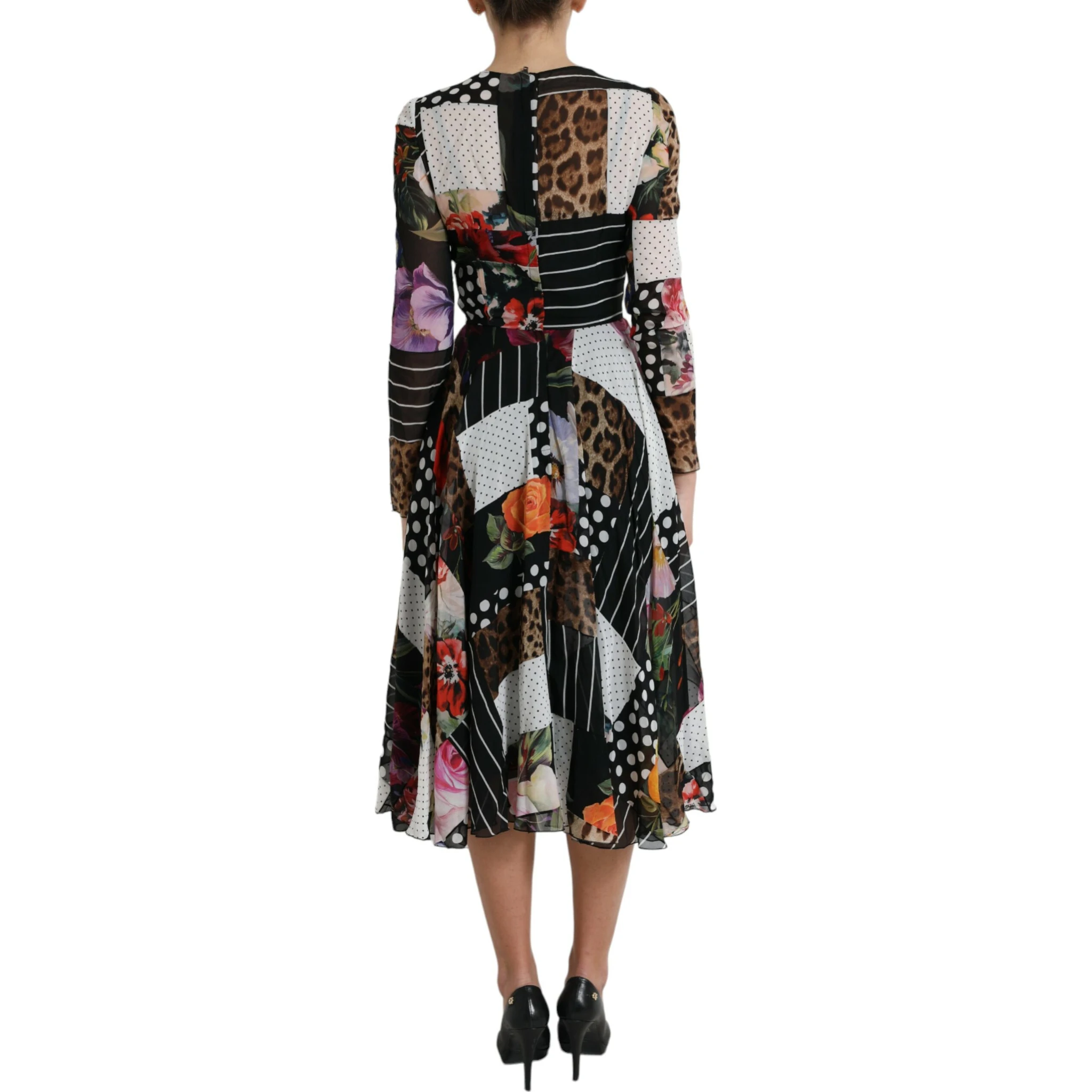 Multicolor Patchwork Floral Leopard Dress