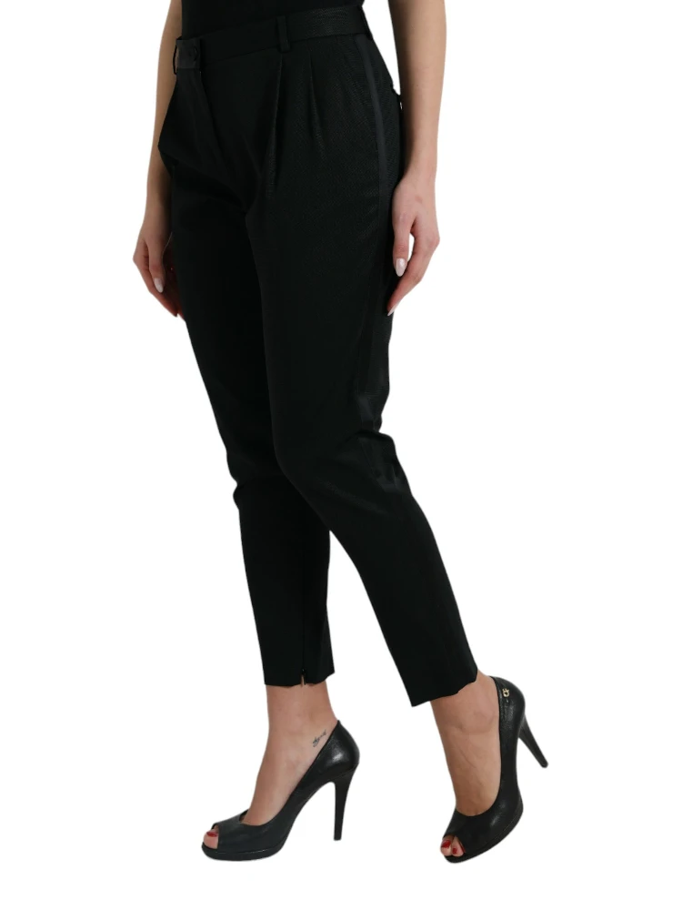Black Wool High Waist Cropped Tapered Pants alternative