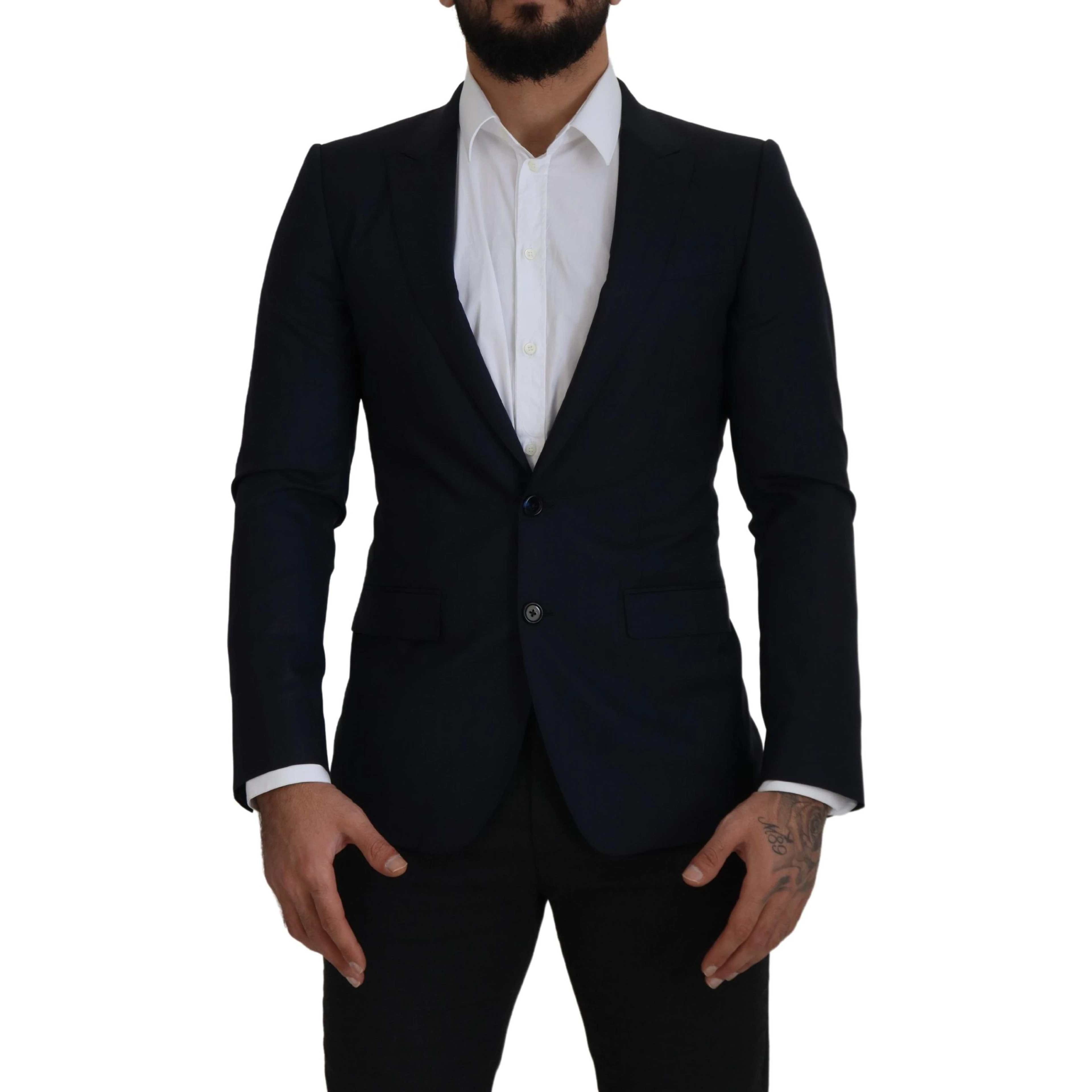 Blue Wool Single Breasted Coat Blazer