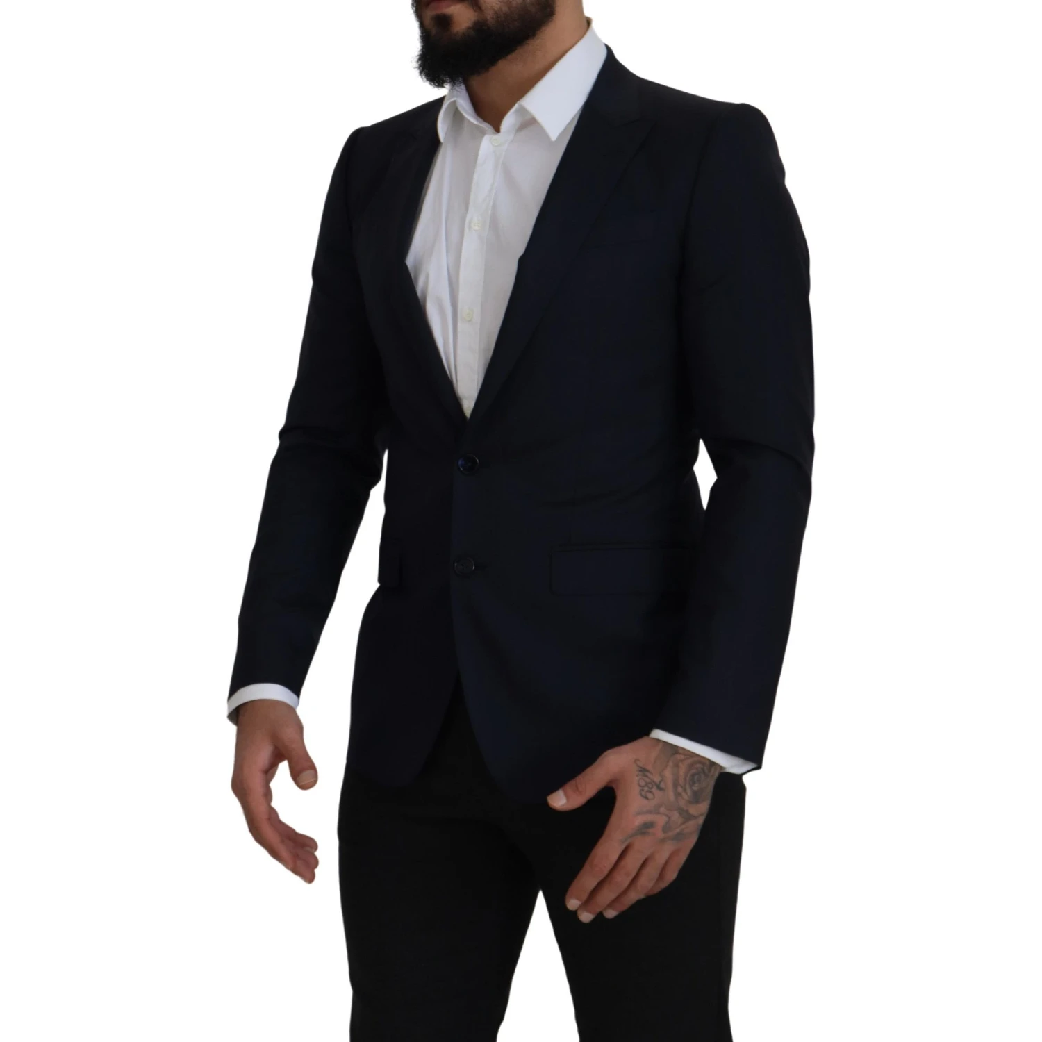 Blue Wool Single Breasted Coat Blazer