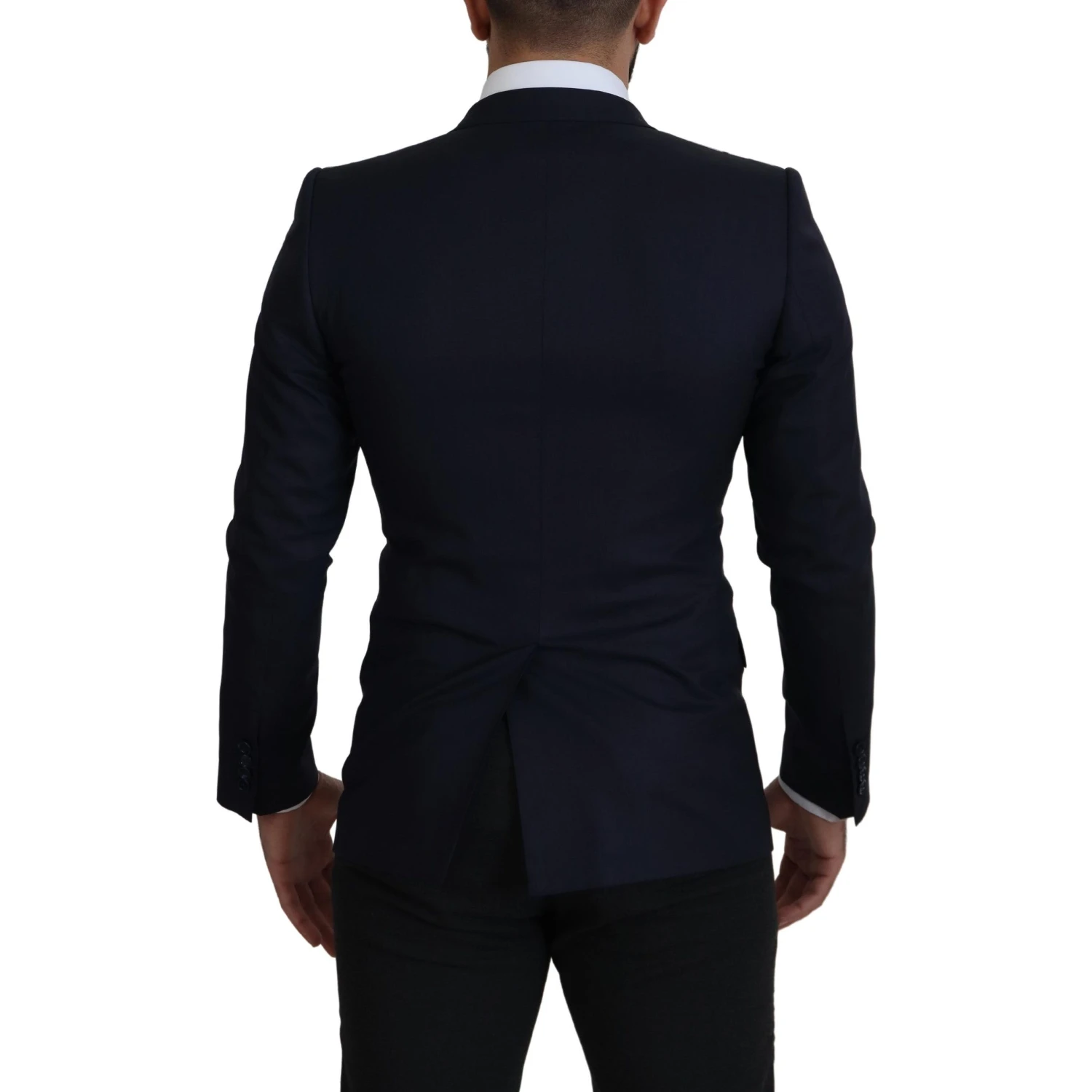 Blue Wool Single Breasted Coat Blazer