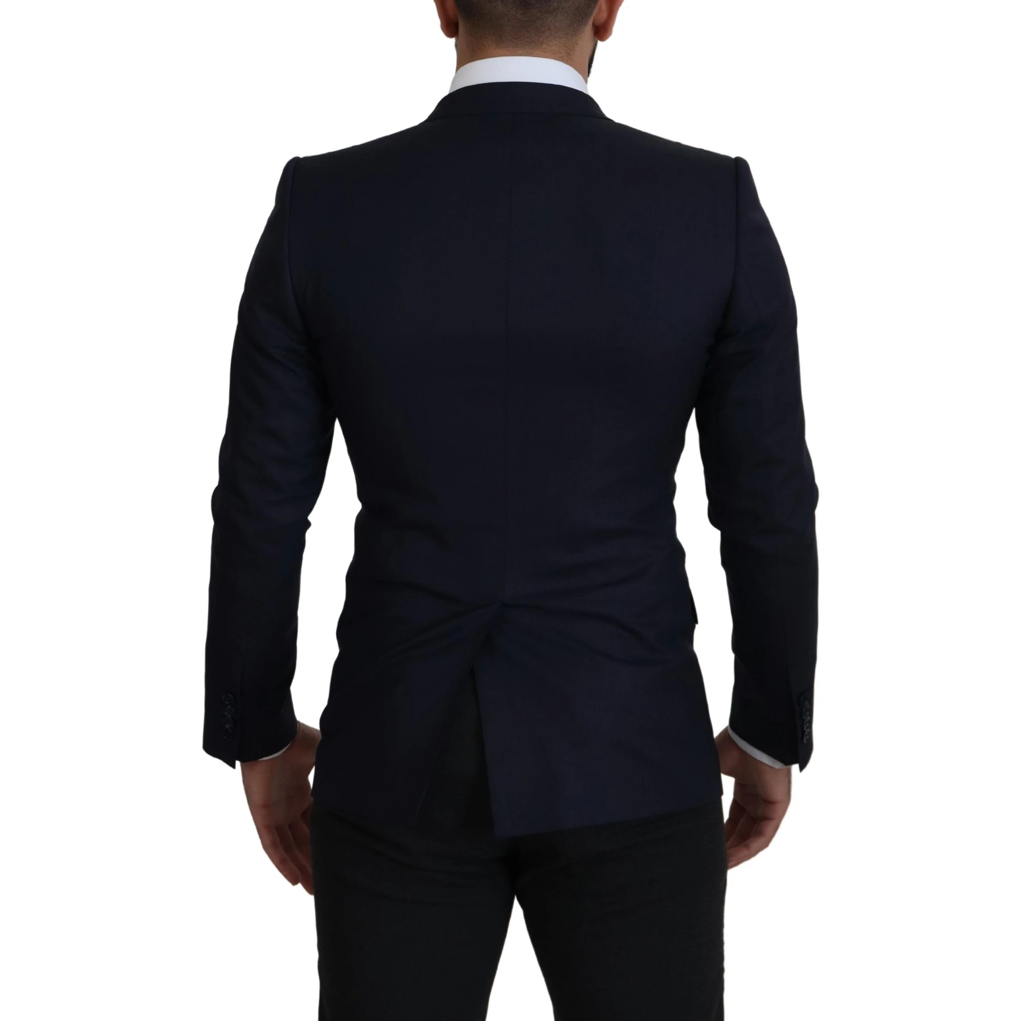 Blue Wool Single Breasted Coat Blazer