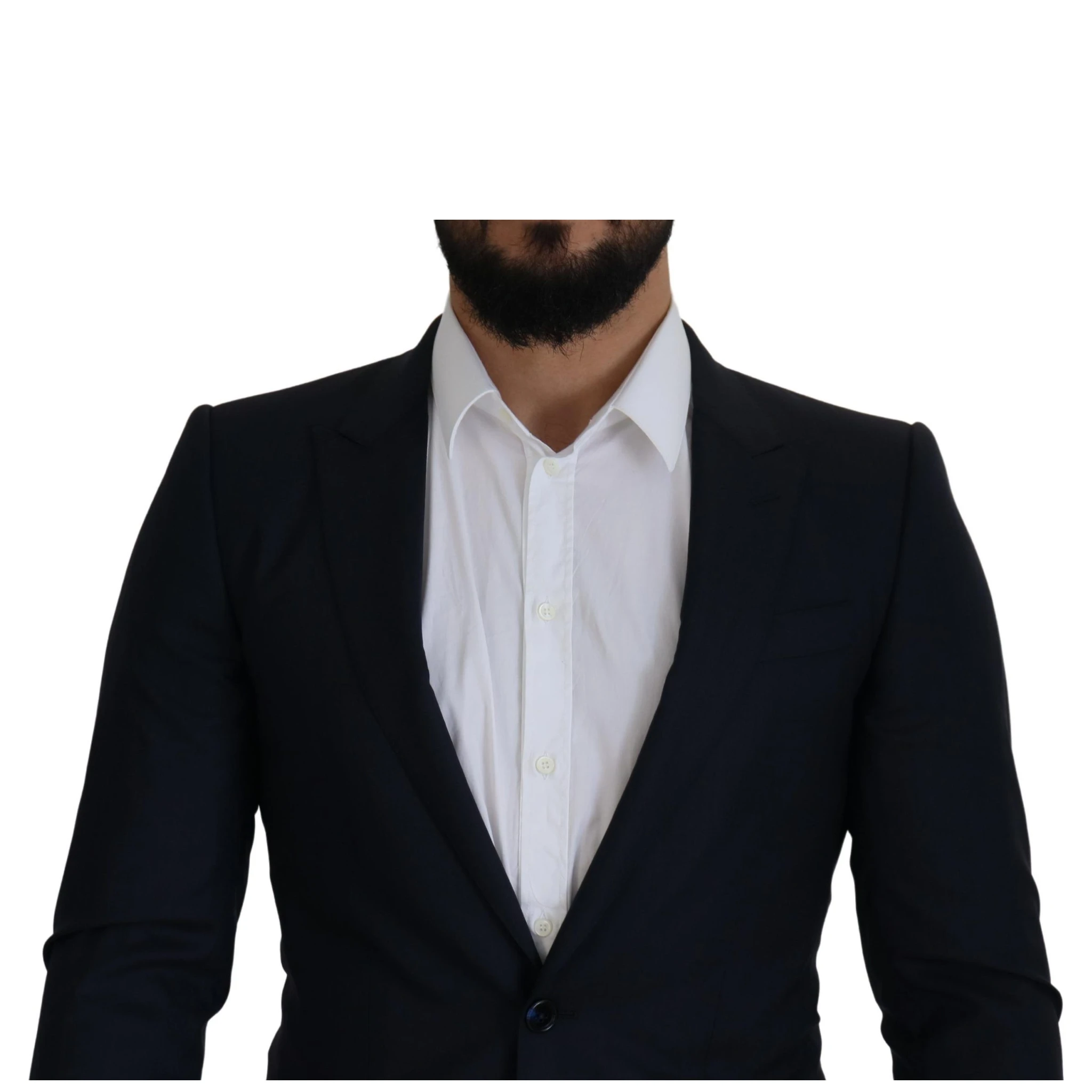 Blue Wool Single Breasted Coat Blazer