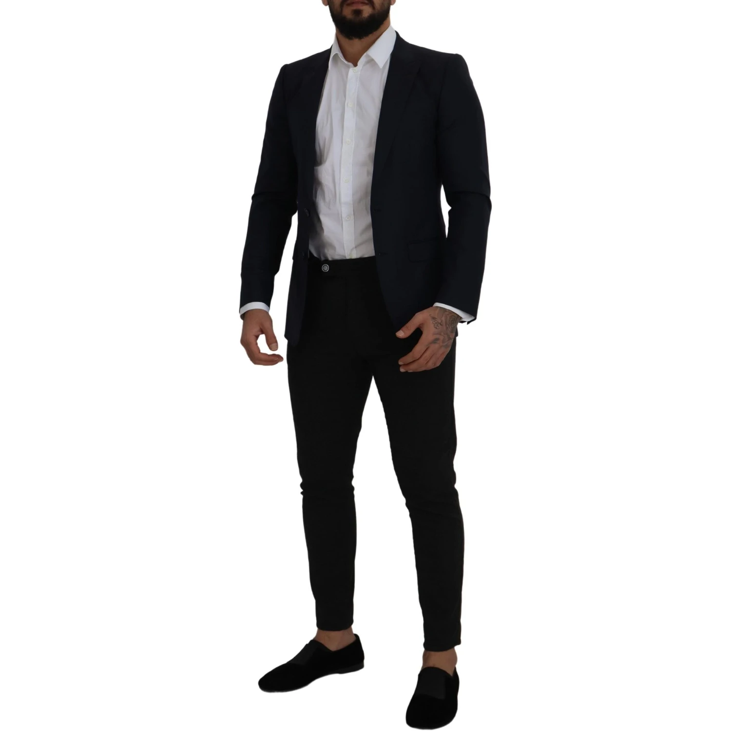 Blue Wool Single Breasted Coat Blazer