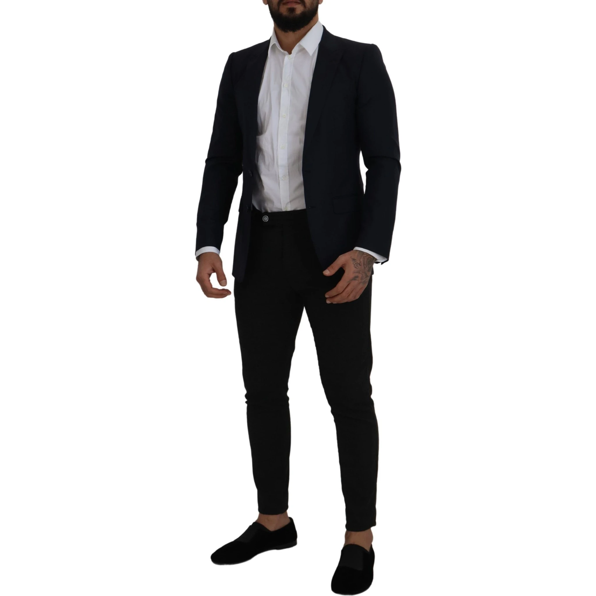 Blue Wool Single Breasted Coat Blazer