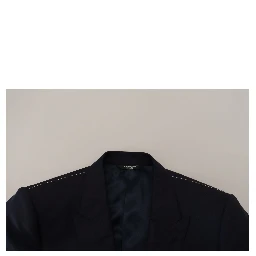 Blue Wool Single Breasted Coat Blazer