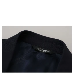 Blue Wool Single Breasted Coat Blazer