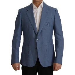 Blue Single Breasted Logo Blazer Jacket