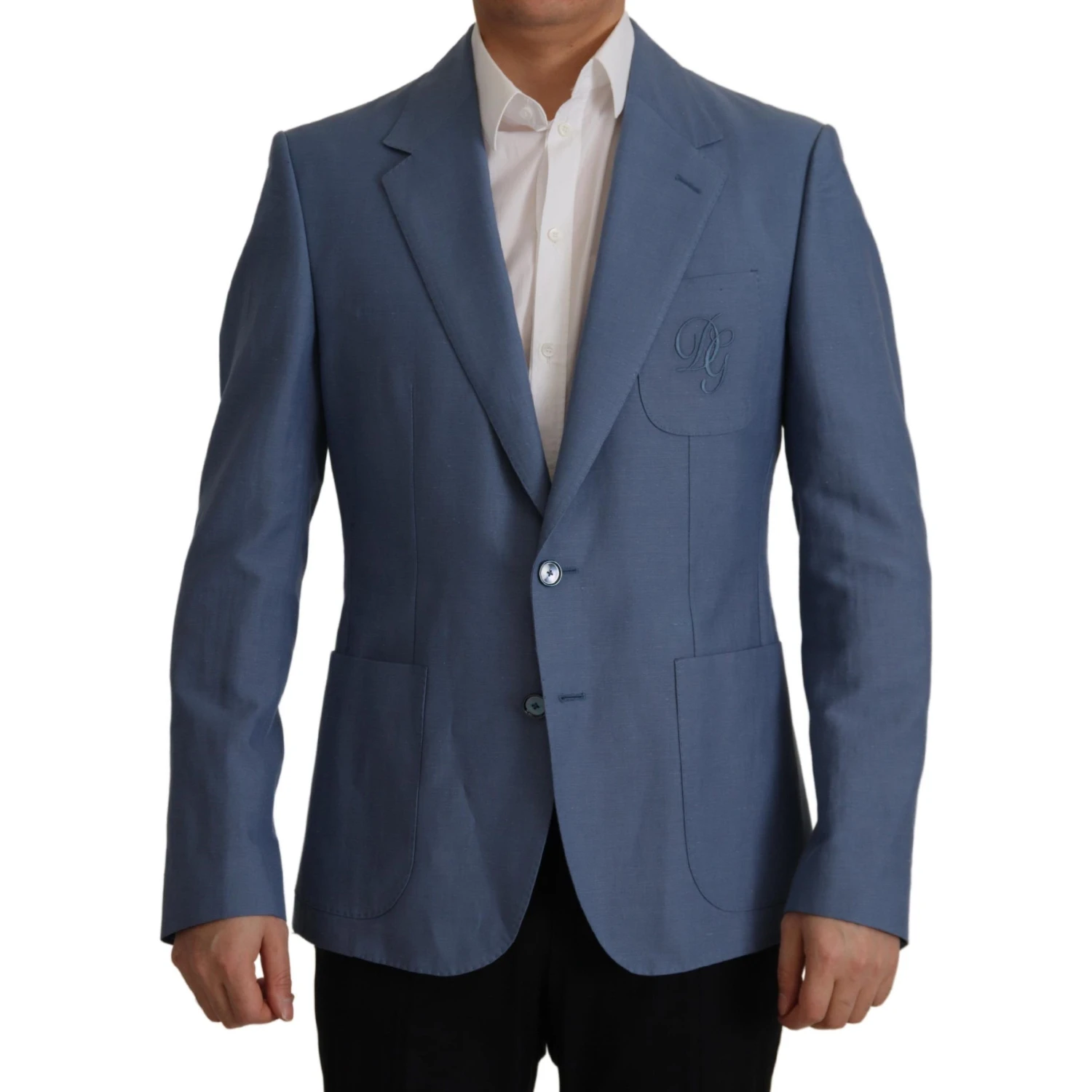 Blue Single Breasted Logo Blazer Jacket