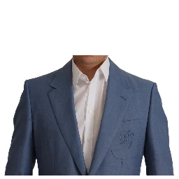 Blue Single Breasted Logo Blazer Jacket