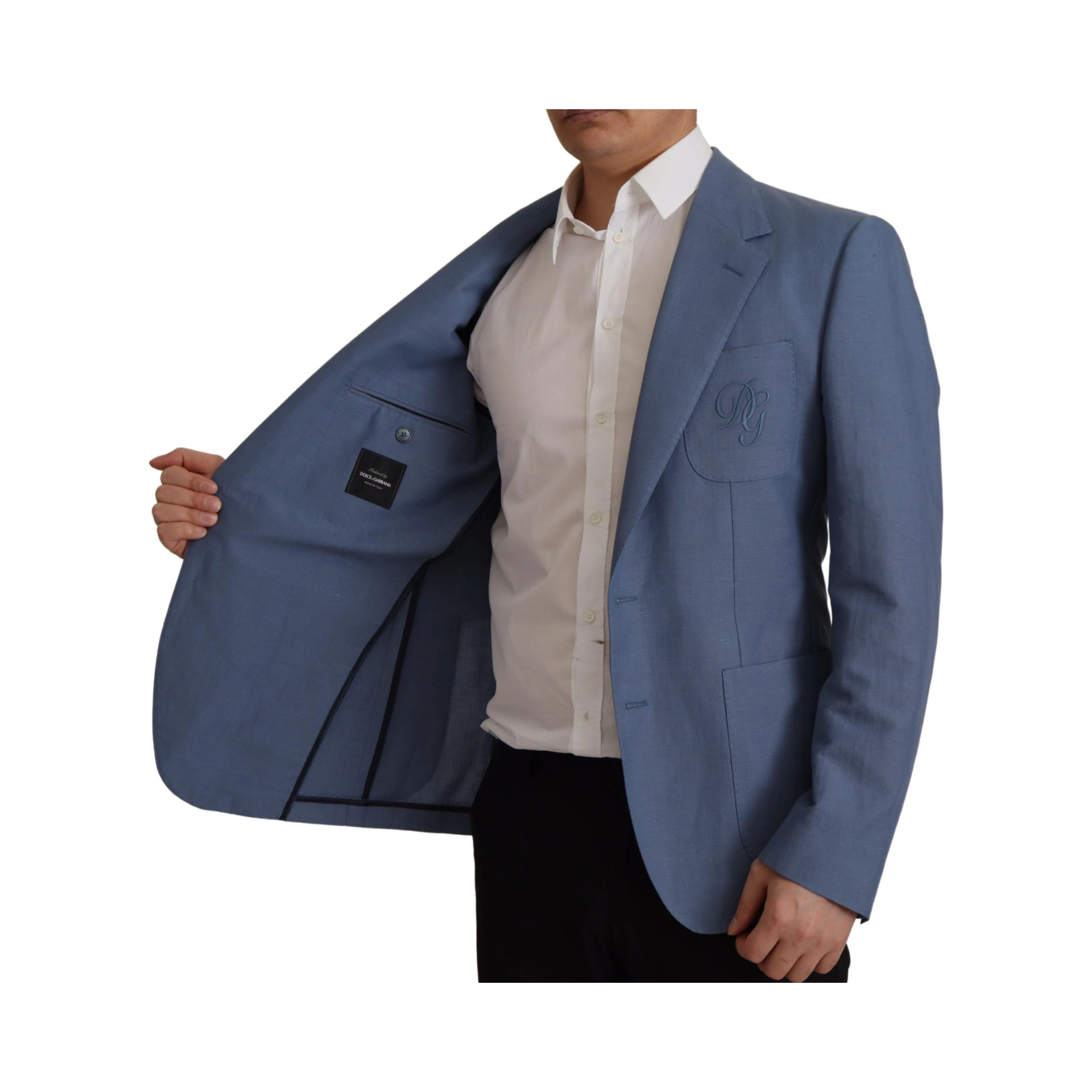 Blue Single Breasted Logo Blazer Jacket