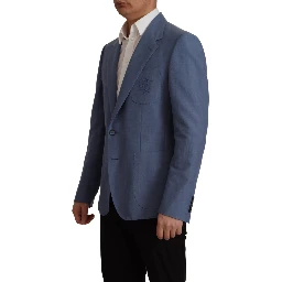 Blue Single Breasted Logo Blazer Jacket