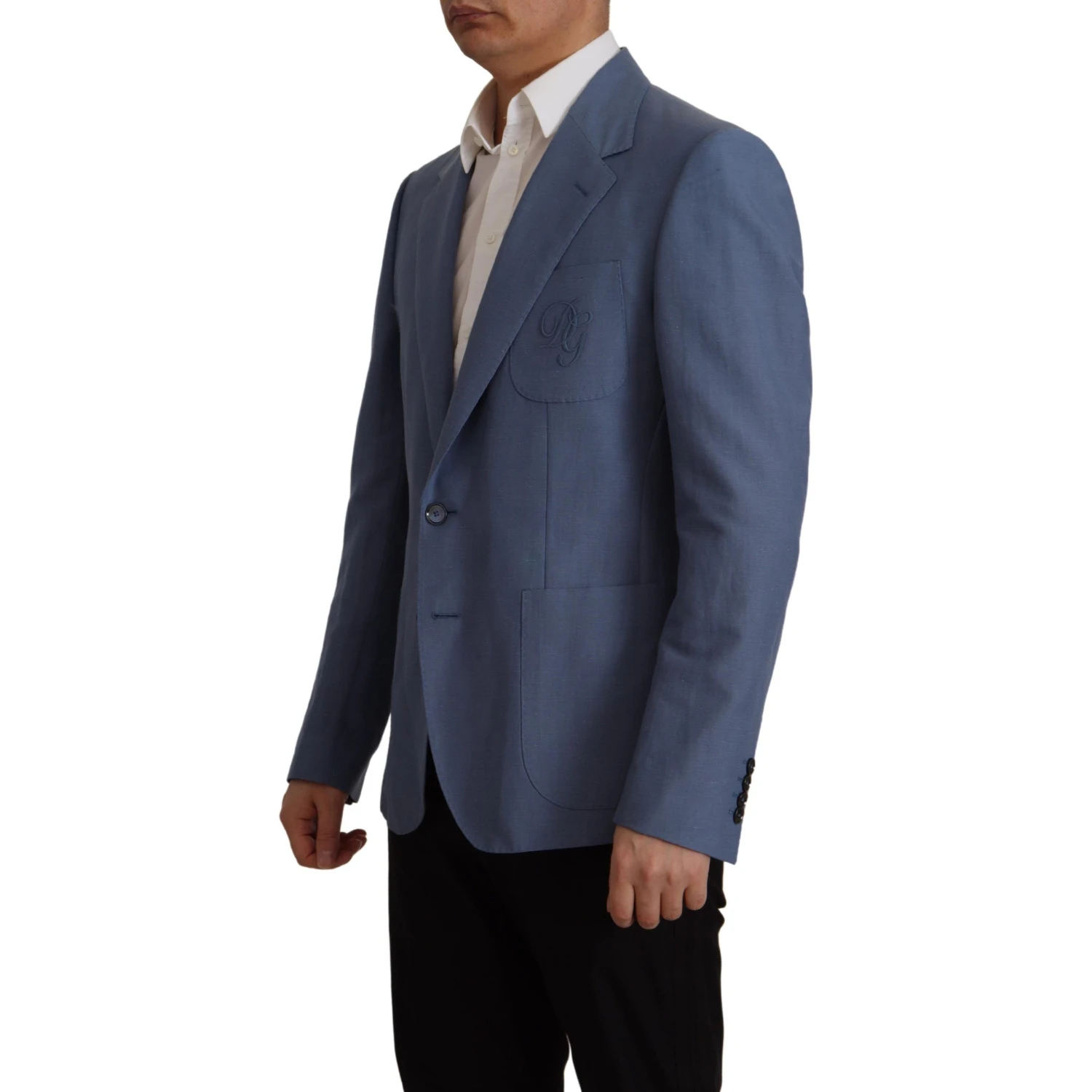 Blue Single Breasted Logo Blazer Jacket