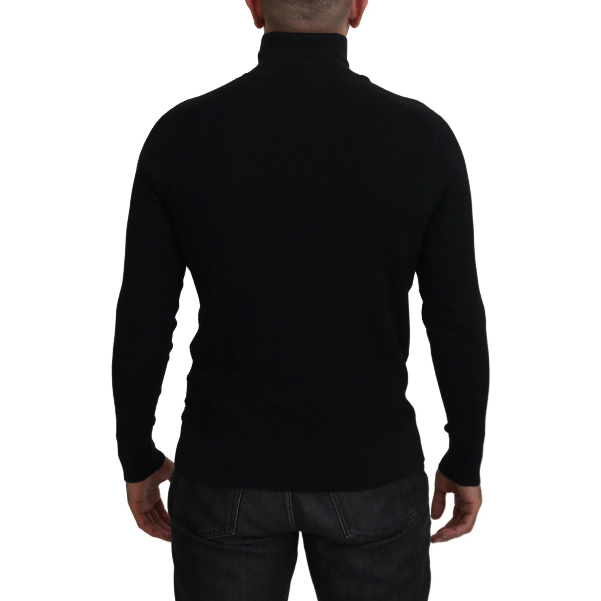 Black Silk Turtle Neck Pullover Sweater