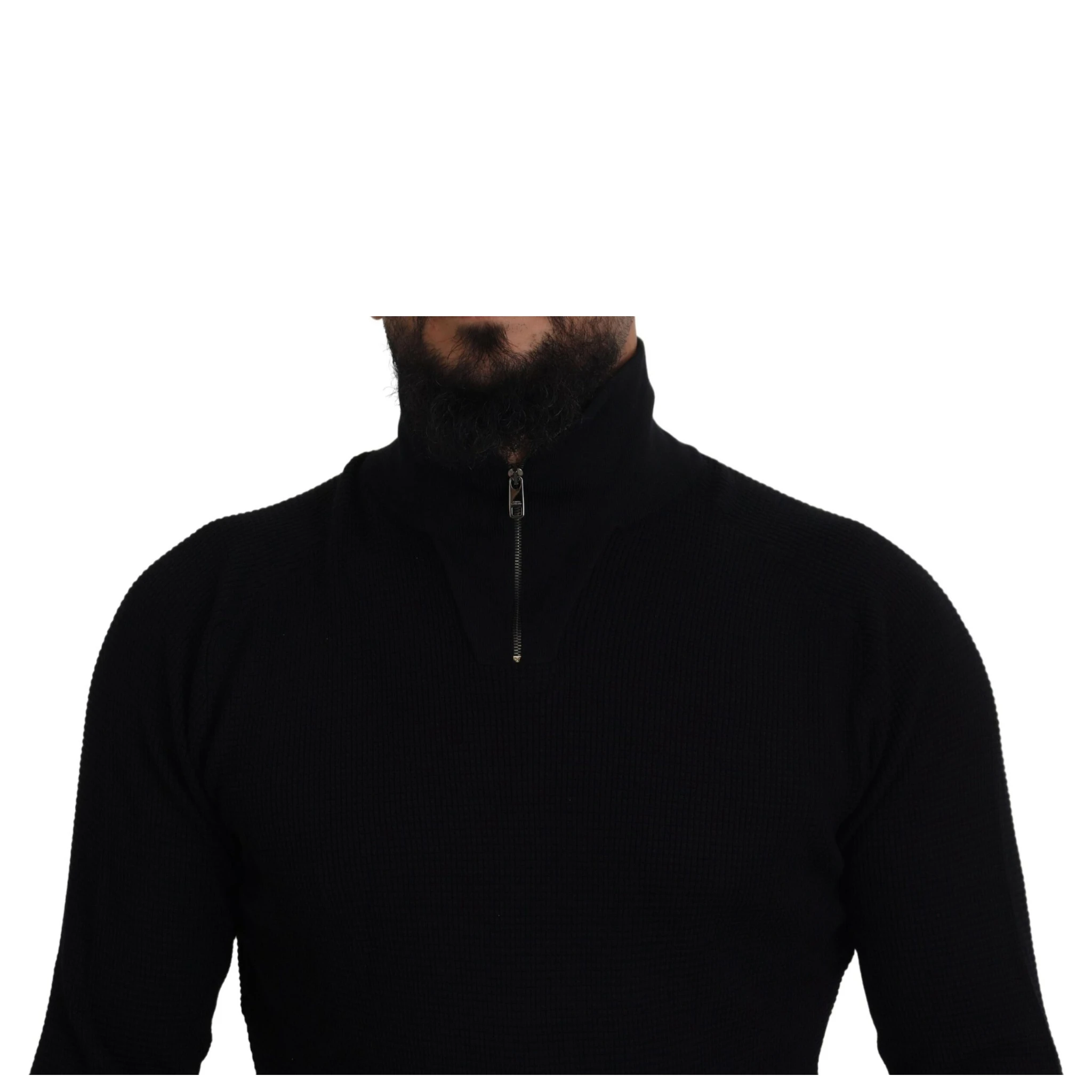 Black Silk Turtle Neck Pullover Sweater