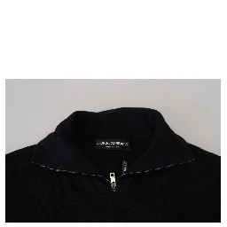 Black Silk Turtle Neck Pullover Sweater