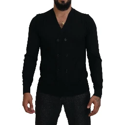 Black Cashmere Button Down Cardigan Sweater